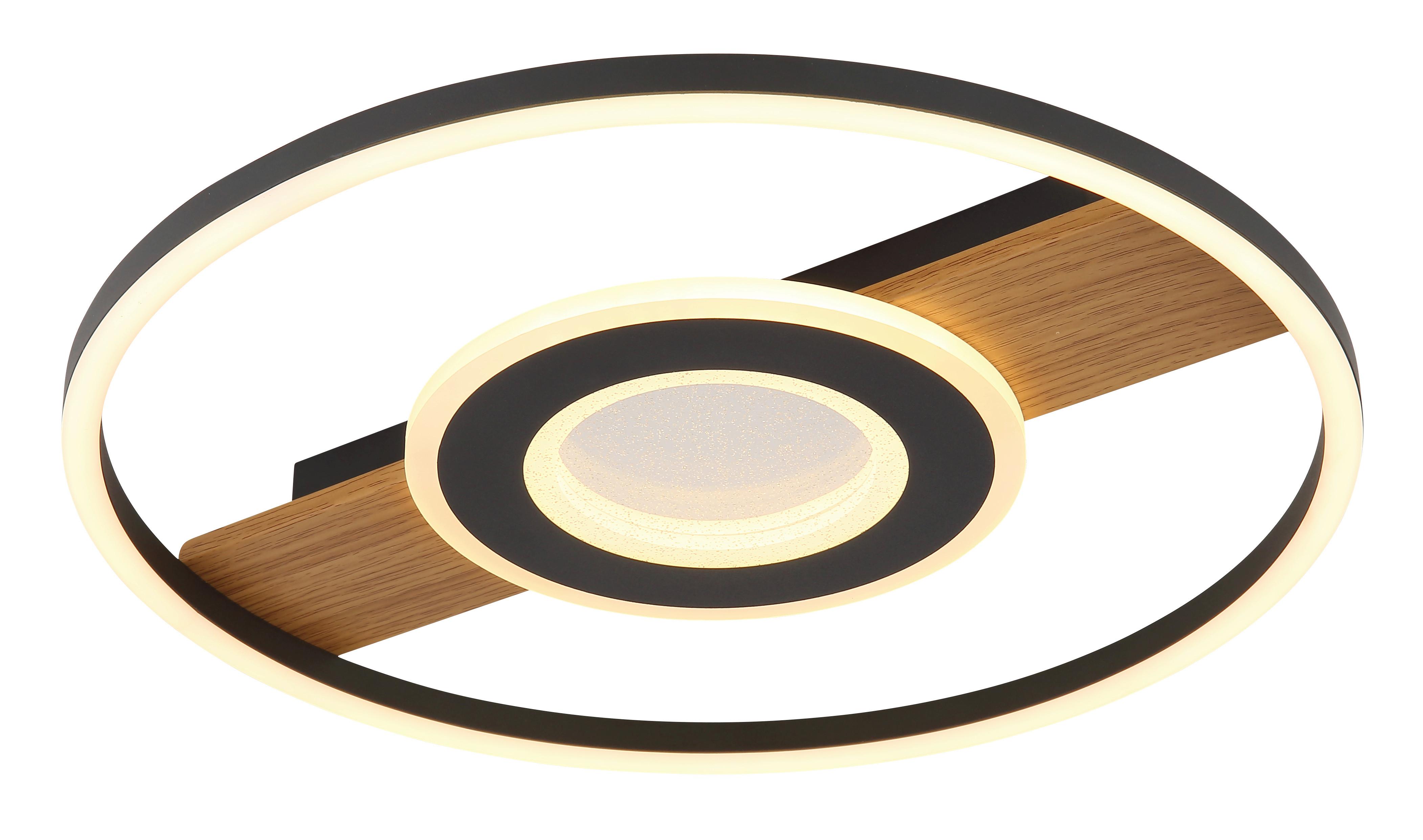 LED-DECKENLEUCHTE 67323-24 - Klar/Dunkelbraun, Natur, Kunststoff/Metall (40,5/5,5cm) - Globo