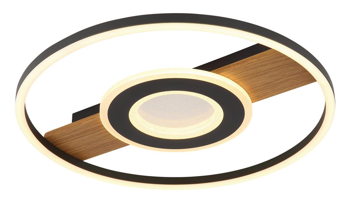 LED-DECKENLEUCHTE 67323-24 - Klar/Dunkelbraun, Natur, Kunststoff/Metall (40,5/5,5cm) - Globo