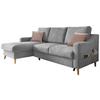 Wohnlandschaft Valentina Grau Mikrofaser - Dunkelrosa/Naturfarben, Design, Holz/Textil (150/228cm) - MID.YOU