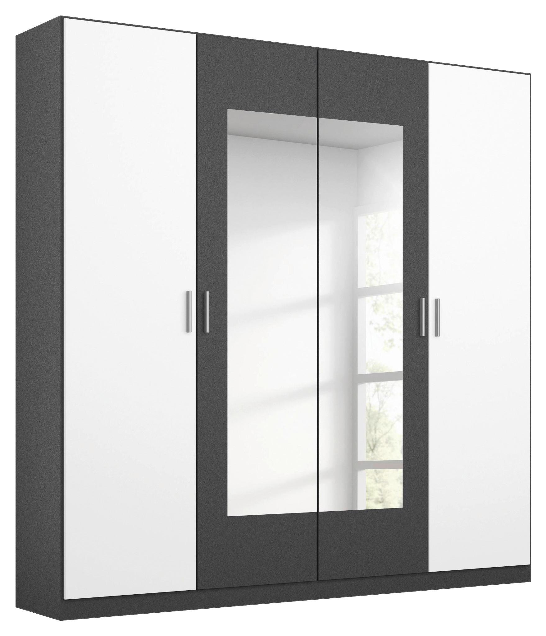 Drehtürenschrank "Borneo" , weiß,grau - Alufarben/Weiß, Basics, Holzwerkstoff/Kunststoff (181/210/54cm) - Rauch Möbel
