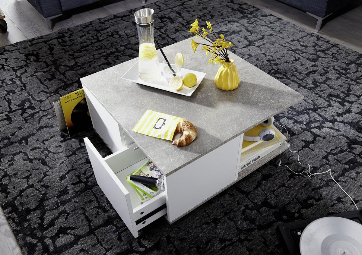 Klubska Miza Couchtisch - siva/bela, Moderno, umetna masa/leseni material (70/70/36,5cm) - MID.YOU