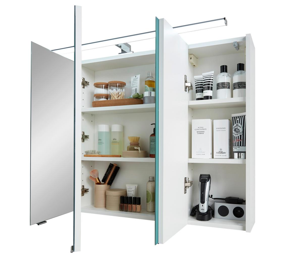 SZAFKA Z LUSTREM JESSI III - biały/kolor chromowy, Konventionell, materiał drewnopochodny/metal (105/70/16cm) - Xora