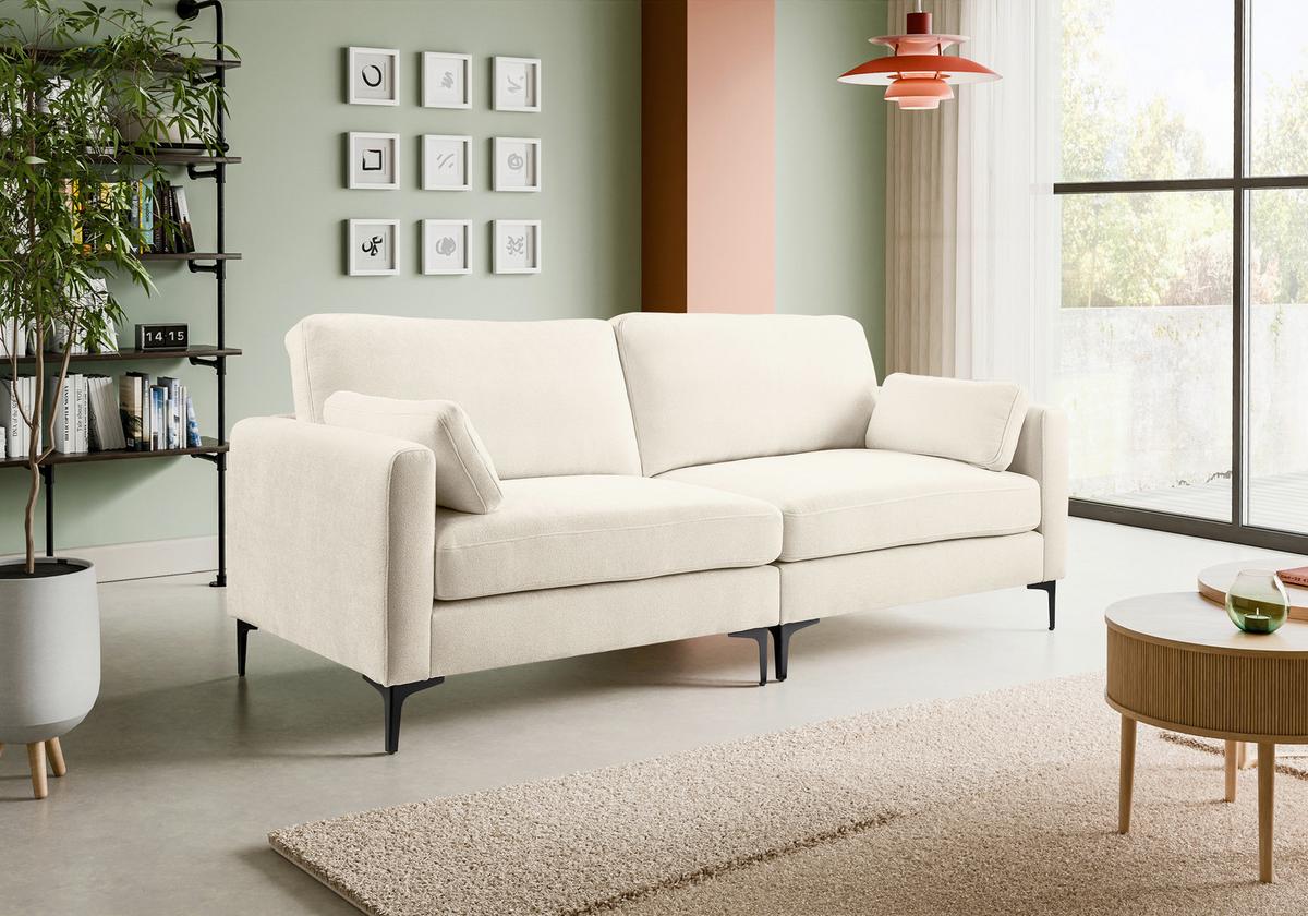 3,5-Sitzer-Sofa Venti Creme - Creme/Schwarz, Basics, Holz/Textil (225/92/97cm) - MID.YOU