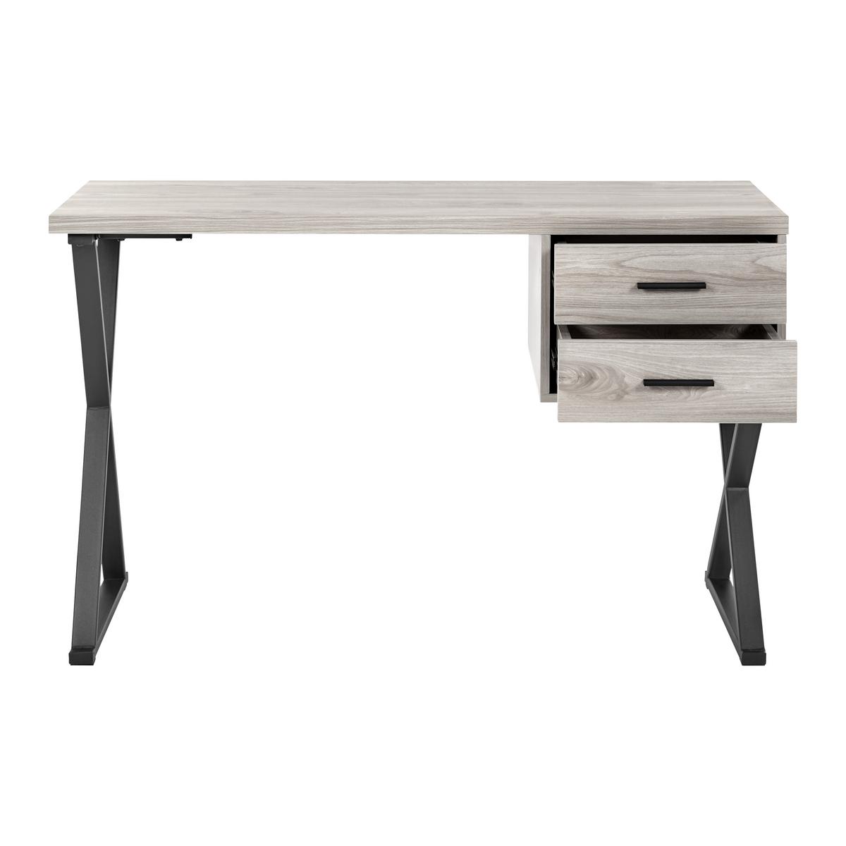 Schreibtisch Jule Eschefarben MDF ca. 120x50 cm - Eschefarben/Schwarz, MODERN, Metall (120/50/76cm) - Bessagi Home