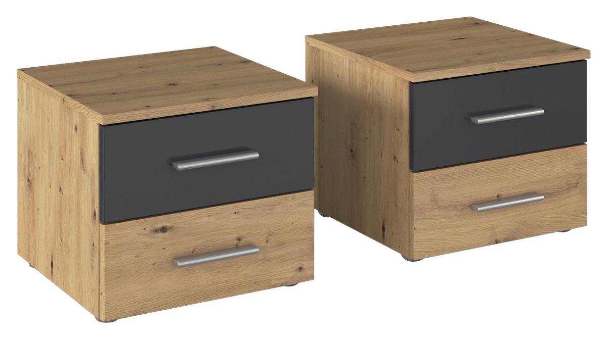 Set Noćnih Ormarića Foster - siva/hrast Artisan, Konvencionalno, drvni materijal/plastika (40/36/40cm) - Modern Living