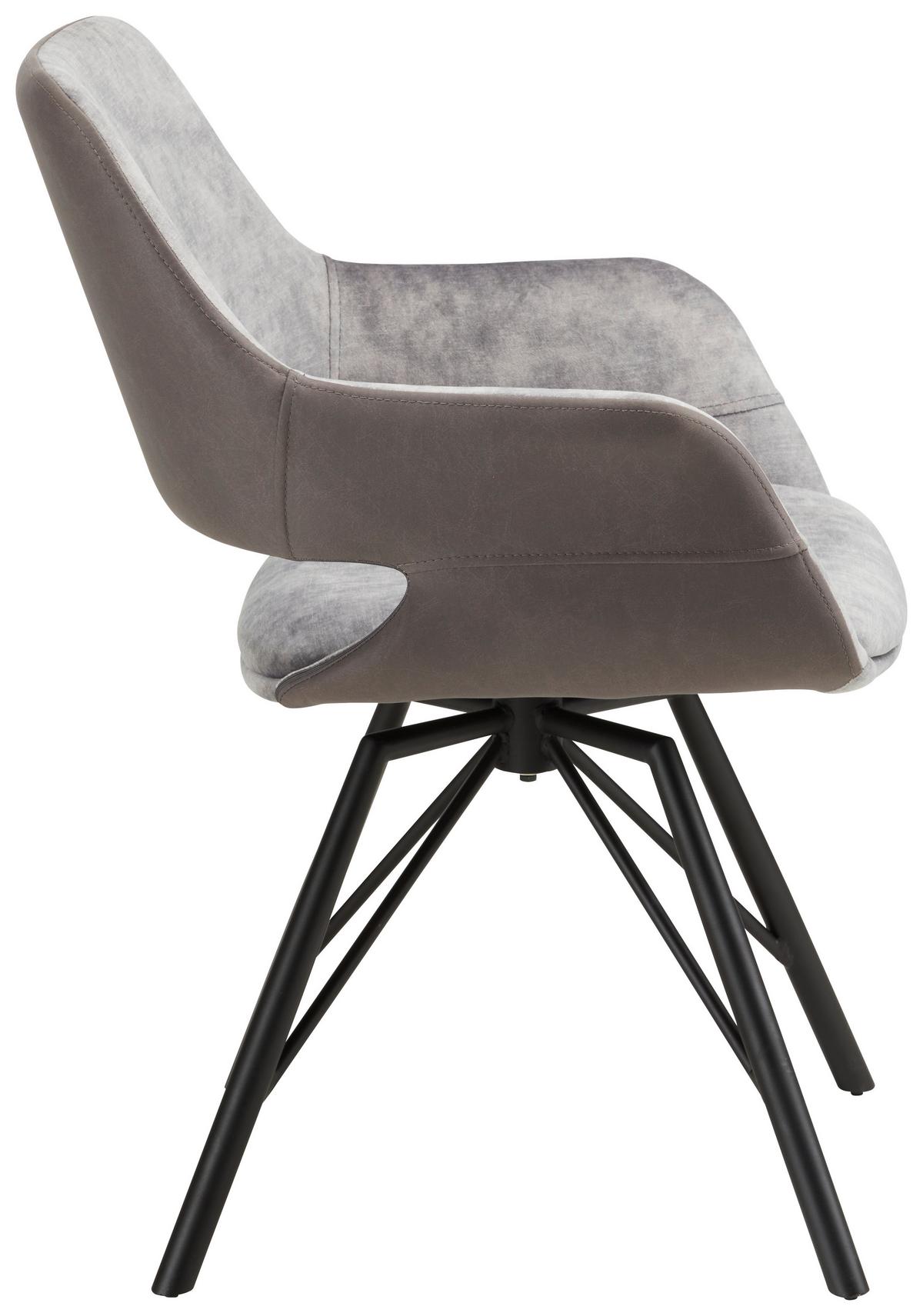 Naslanjač Adriana Vrtljiv, Siva - siva/črna, Moderno, kovina/tekstil (61/85/62,5cm) - Premium Living