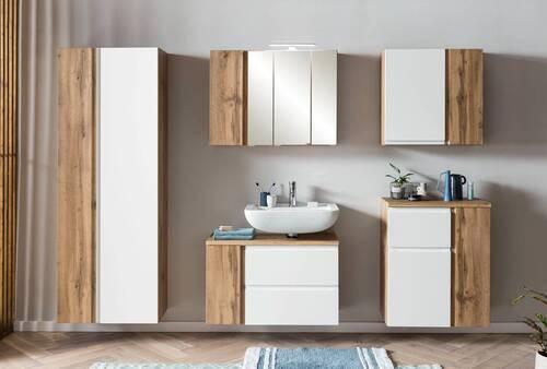 Hochschrank Varese ca. 65x180 cm Weiß/Eiche - Eiche Wotan/Weiß, MODERN, Holzwerkstoff (65/180/35cm) - Held