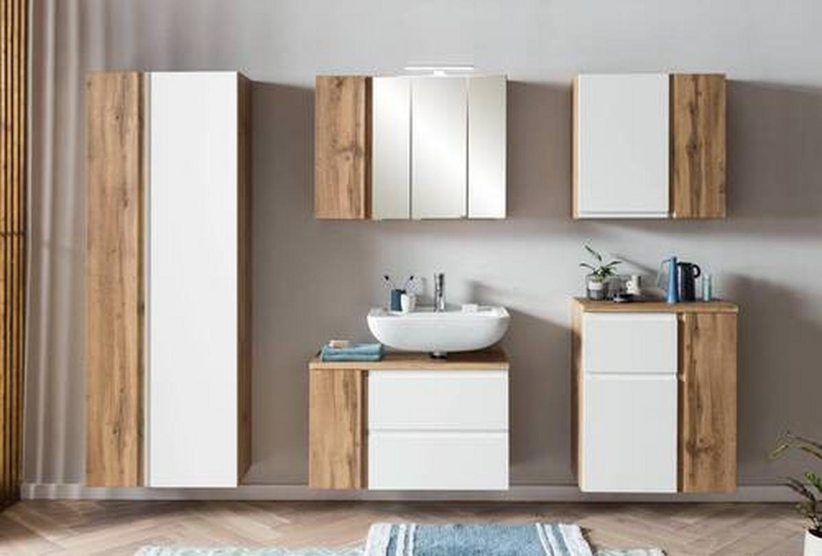 Hochschrank Varese ca. 65x180 cm Weiß/Eiche - Eiche Wotan/Weiß, MODERN, Holzwerkstoff (65/180/35cm) - Held