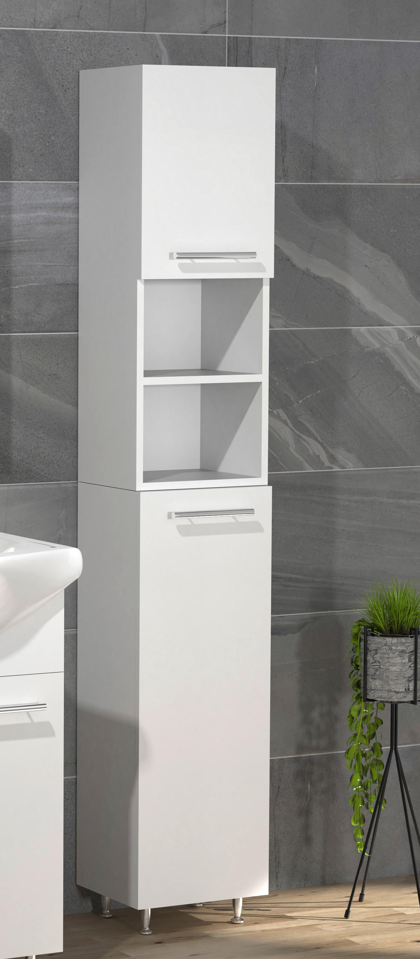 HOCHSCHRANK LISALO - Weiss/Silberfarben, Modern, Holzwerkstoff/Kunststoff (30/170/25cm) - MID.YOU