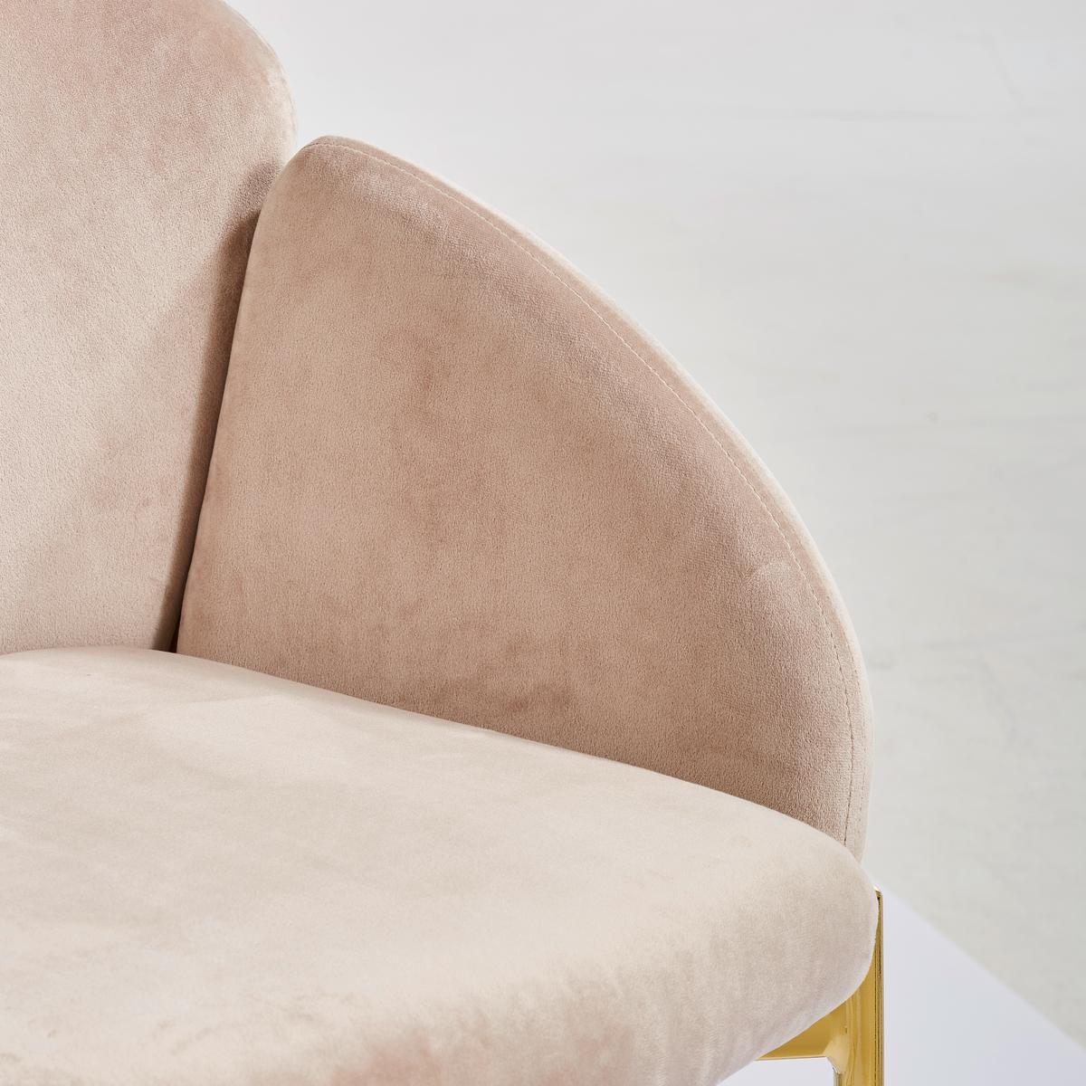 ZESTAW KRZESEŁ Z PODŁOKIETNIK. SUNNY RETRO 2ER SET -TREND- - kolor złoty/taupe, Trend, metal/tkanina (48/79/62cm) - Livetastic