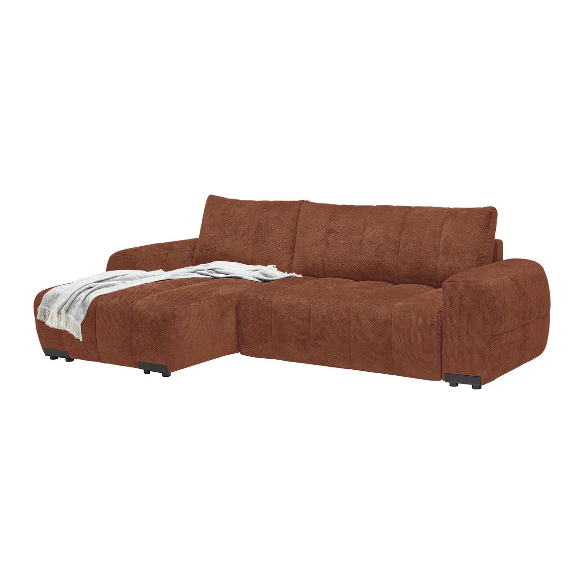 Wohnlandschaft Bolonia Terracotta - Schwarz Hochglanz/Terracotta, MODERN, Textil/Metall (166/93/273cm) - Mömax