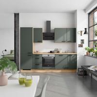 Küchenblock Easytouch High m. Geräten Dunkelgrün - Dunkelgrün/Eichefarben, MODERN, Holzwerkstoff/Metall (270cm) - Nobilia
