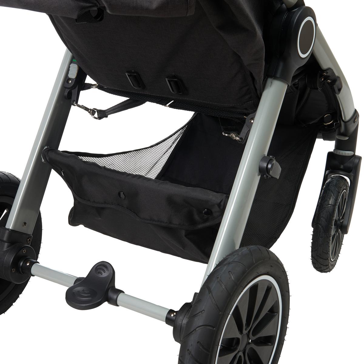 WÓZEK SPACEROWY SMART - ciemnoszary/kolor aluminiowy, Trend, metal/tkanina (115/56/105cm) - Jimmylee