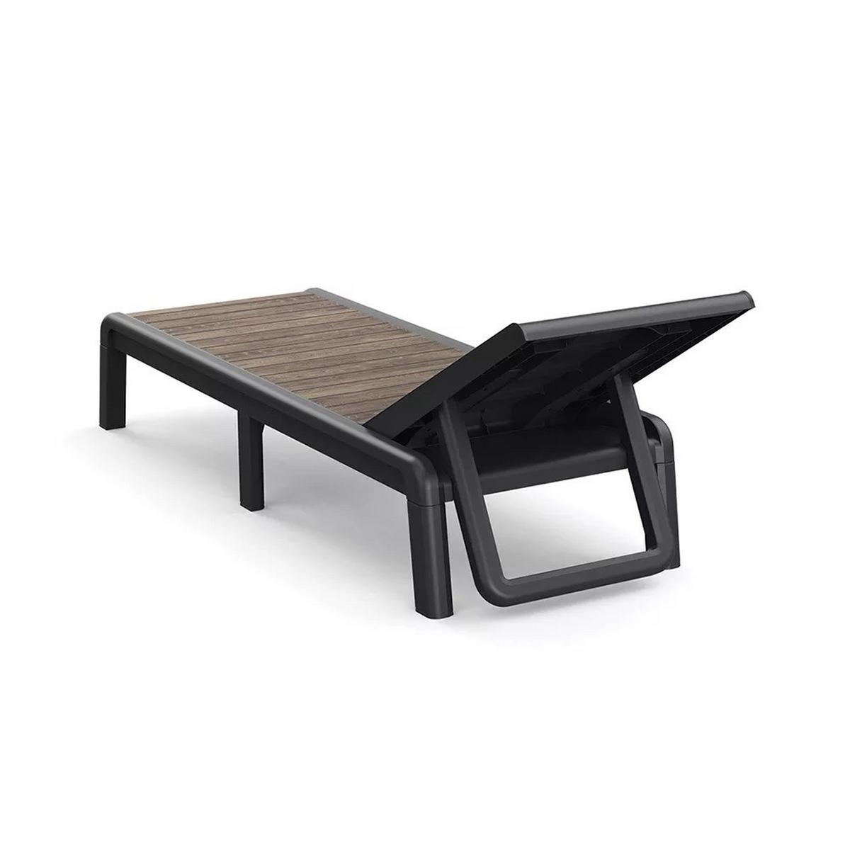 Napozóágy Porto - grafitszürke/diószínű, Basics, műanyag (191,5/58/34,5cm) - Keter