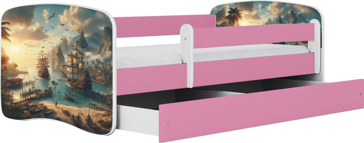 Otroška Postelja Babydreams, Bela, Roza, 80x160cm - pink/bela, Moderno, tekstil/leseni material (80/160cm) - MID.YOU