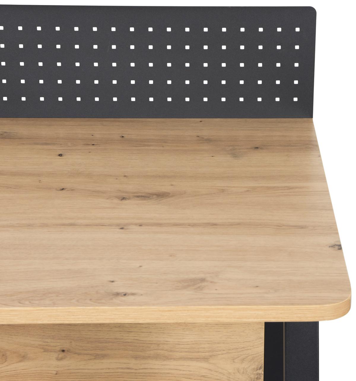 Schreibtisch Mick Schwarz/Eiche Artisan - Schwarz/Eiche Artisan, MODERN, Holzwerkstoff/Metall (110/60/75-91cm) - Bessagi Home