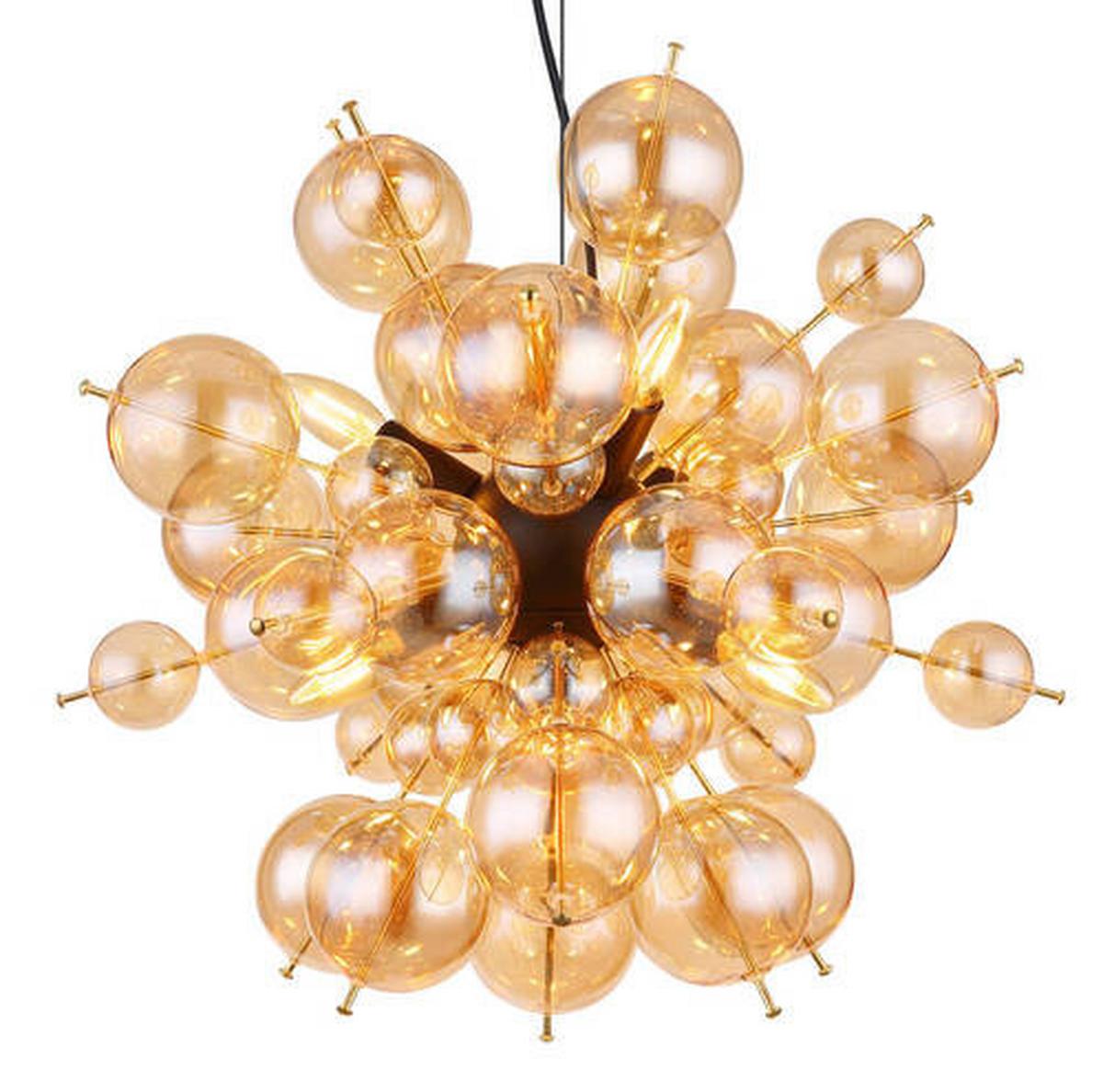 HÄNGELEUCHTE 15633HA - Goldfarben/Schwarz, Design, Glas/Metall (55/120cm) - Globo