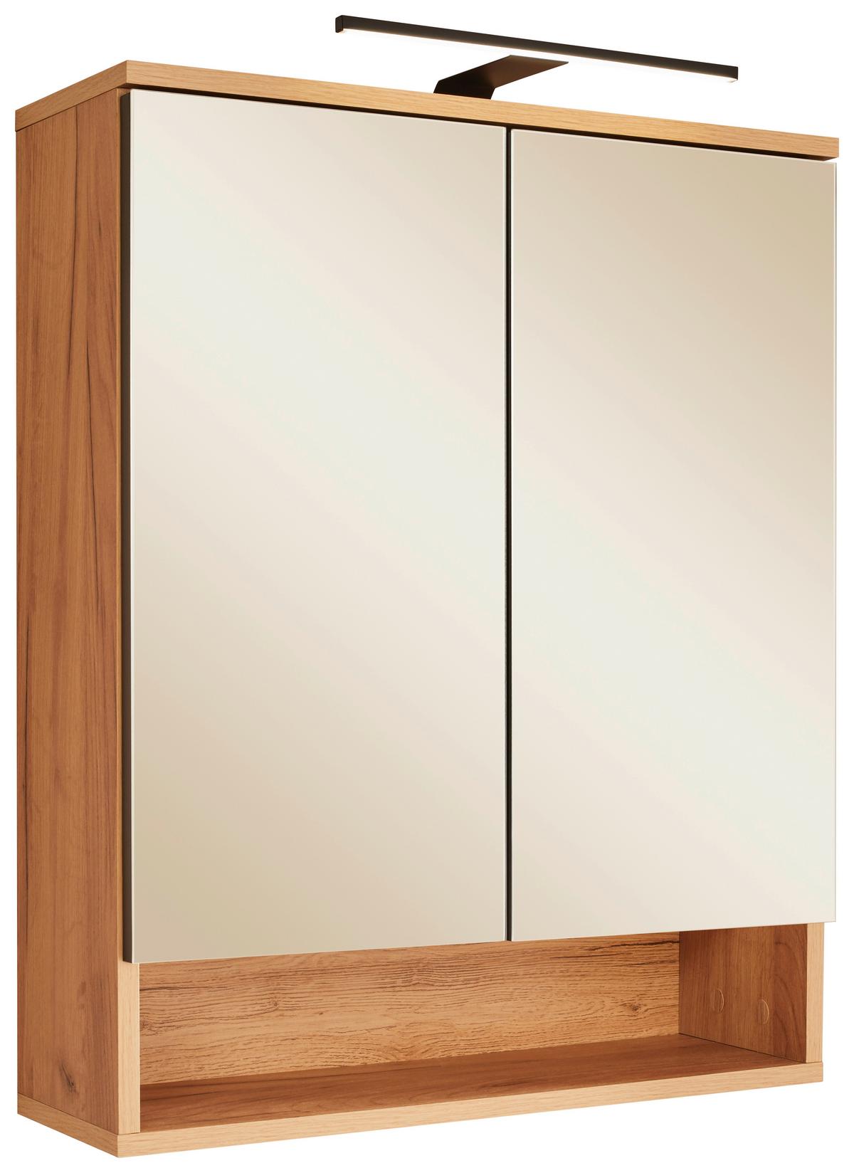 SZAFKA Z LUSTREM RIOM - dąb artisan, Modern, materiał drewnopochodny/szkło (60/75/22cm) - MID.YOU