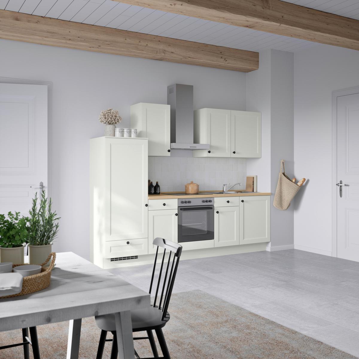 Küchenblock Cascada Low m. Geräten Weiß - Eichefarben/Schwarz, MODERN, Holzwerkstoff/Metall (270cm) - Nobilia