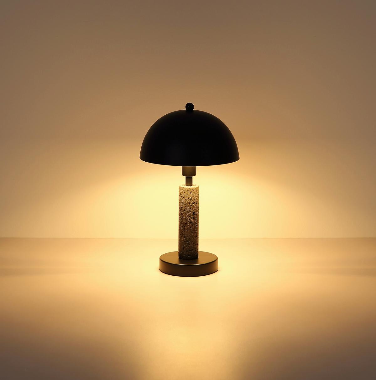 Stolna Svjetiljka Janie - crna, Design, kamen/metal (20/34cm) - Globo