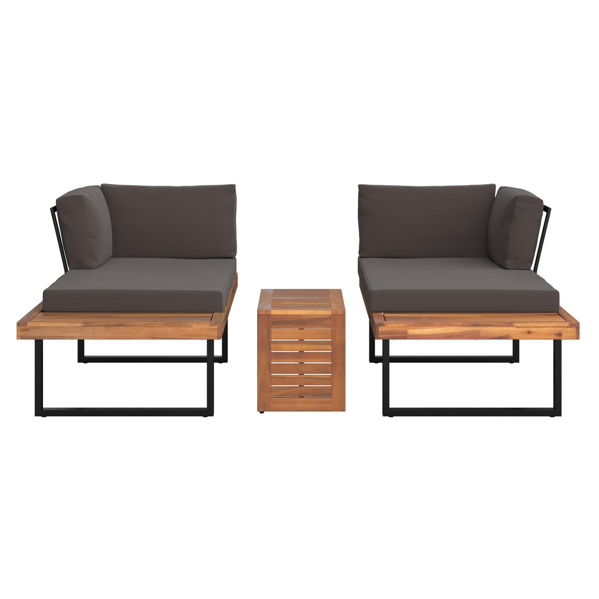 KOMPLET MEBLI TARASOWYCH SALERNO - szary, Design, metal/drewno (175/253cm) - Ambia Garden