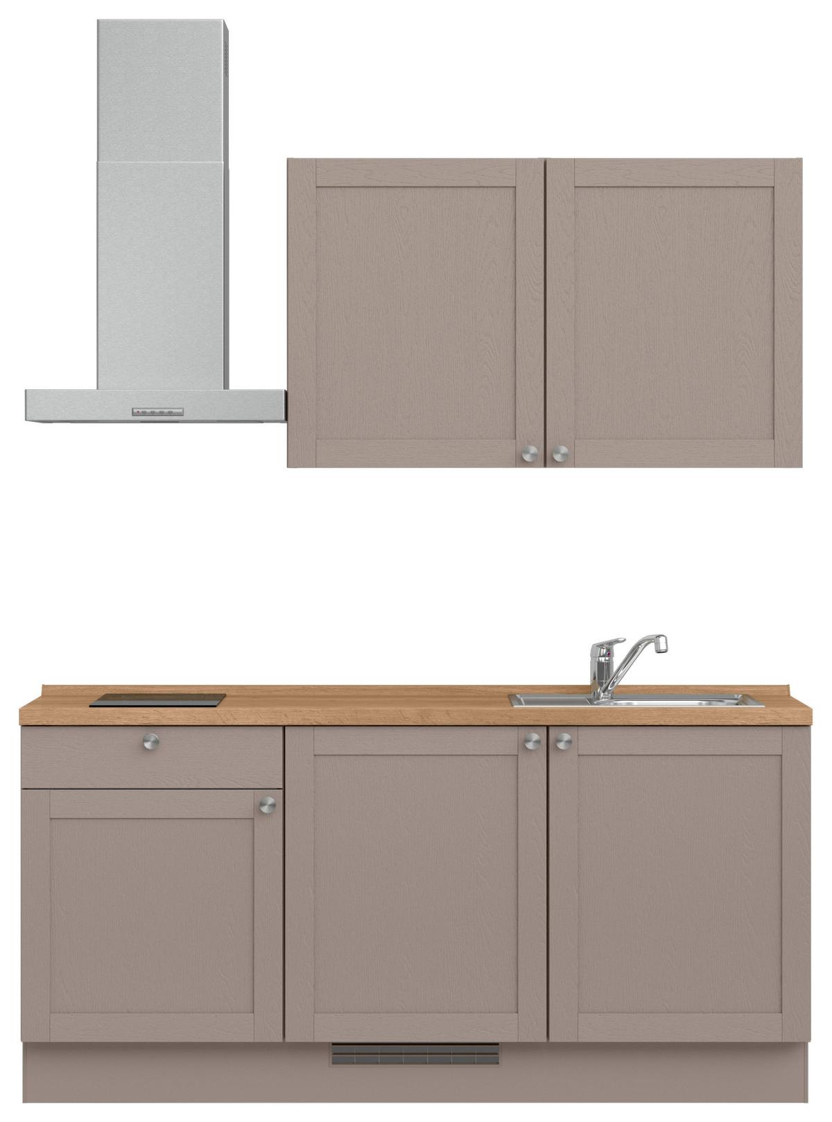 Küchenleerblock Frame Low o. Geräte Beigebraun - Edelstahlfarben/Eichefarben, MODERN, Holzwerkstoff/Metall (180cm) - Nobilia