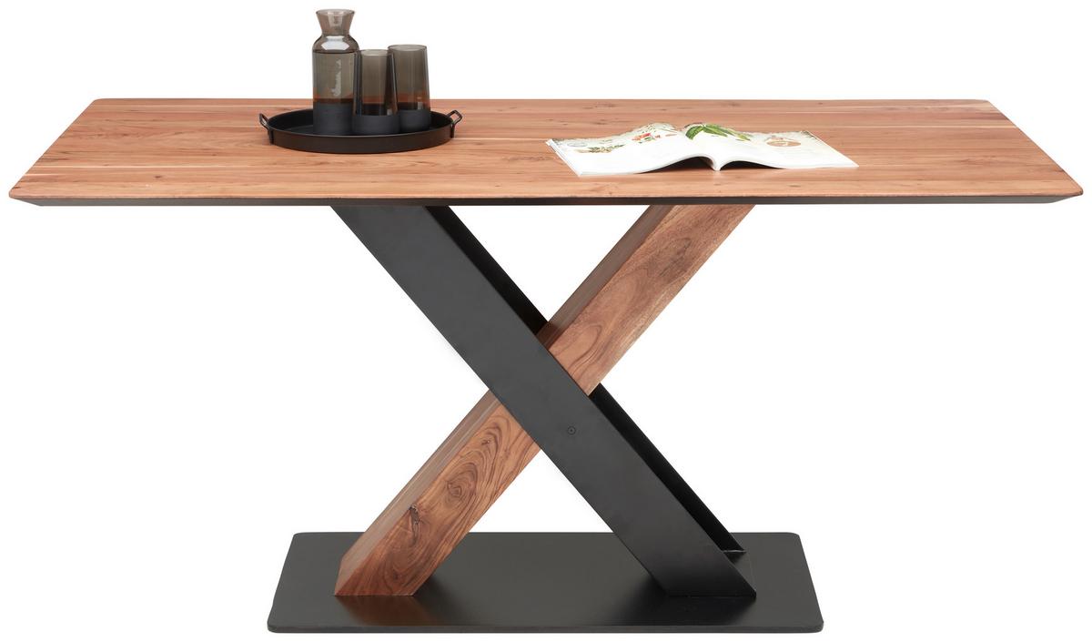 Esstisch Blade in Schwarz/Akaziefarben - Schwarz/Akaziefarben, Modern, Holz/Metall (160/90/76cm) - Zandiara