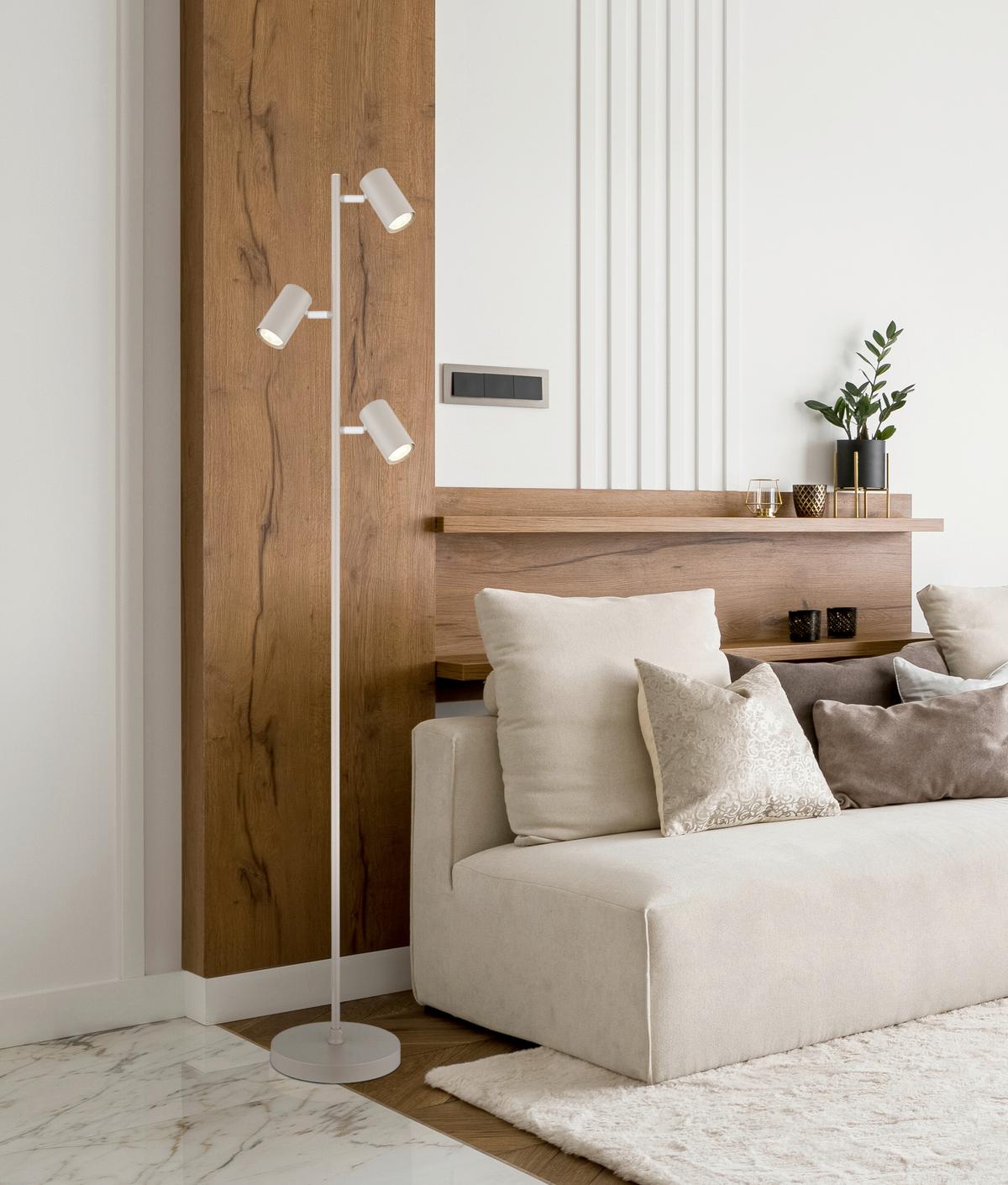 Állólámpa 57911ssa Robby - homokszínű/fehér, Design, műanyag/fém (23/154cm) - Globo