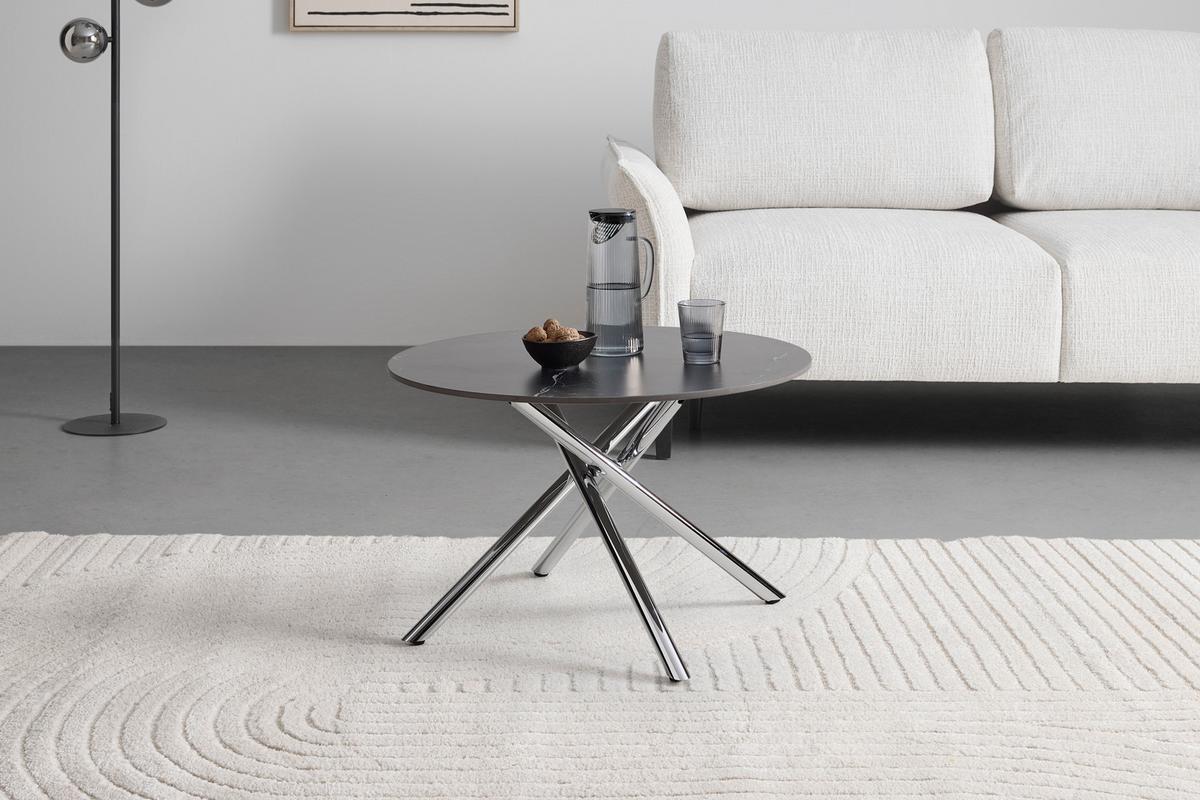 Stolić Lance - boje kroma/crna, Design, metal/keramika (70/44cm) - Modern Living