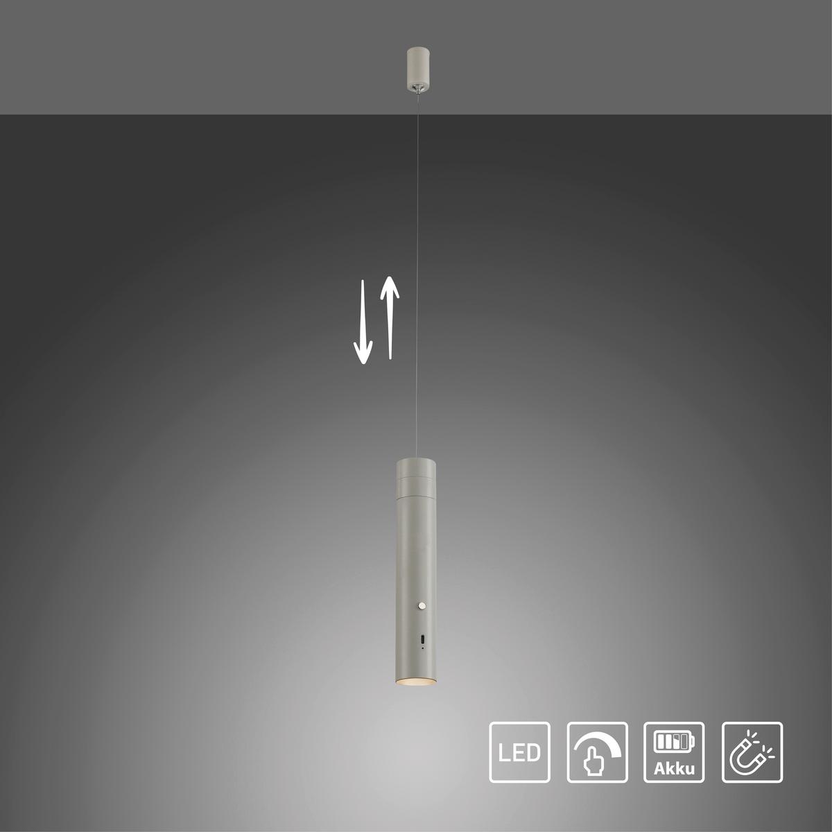 LAMPA WISZĄCA LED 18281-40 ATTACH - greige, Design, tworzywo sztuczne/metal (4/4/200cm)