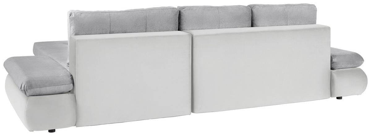 Wohnlandschaft Enrico Weiß/Hellgrau - Chromfarben/Hellgrau, KONVENTIONELL, Kunststoff/Textil (303/88/185cm) - Based