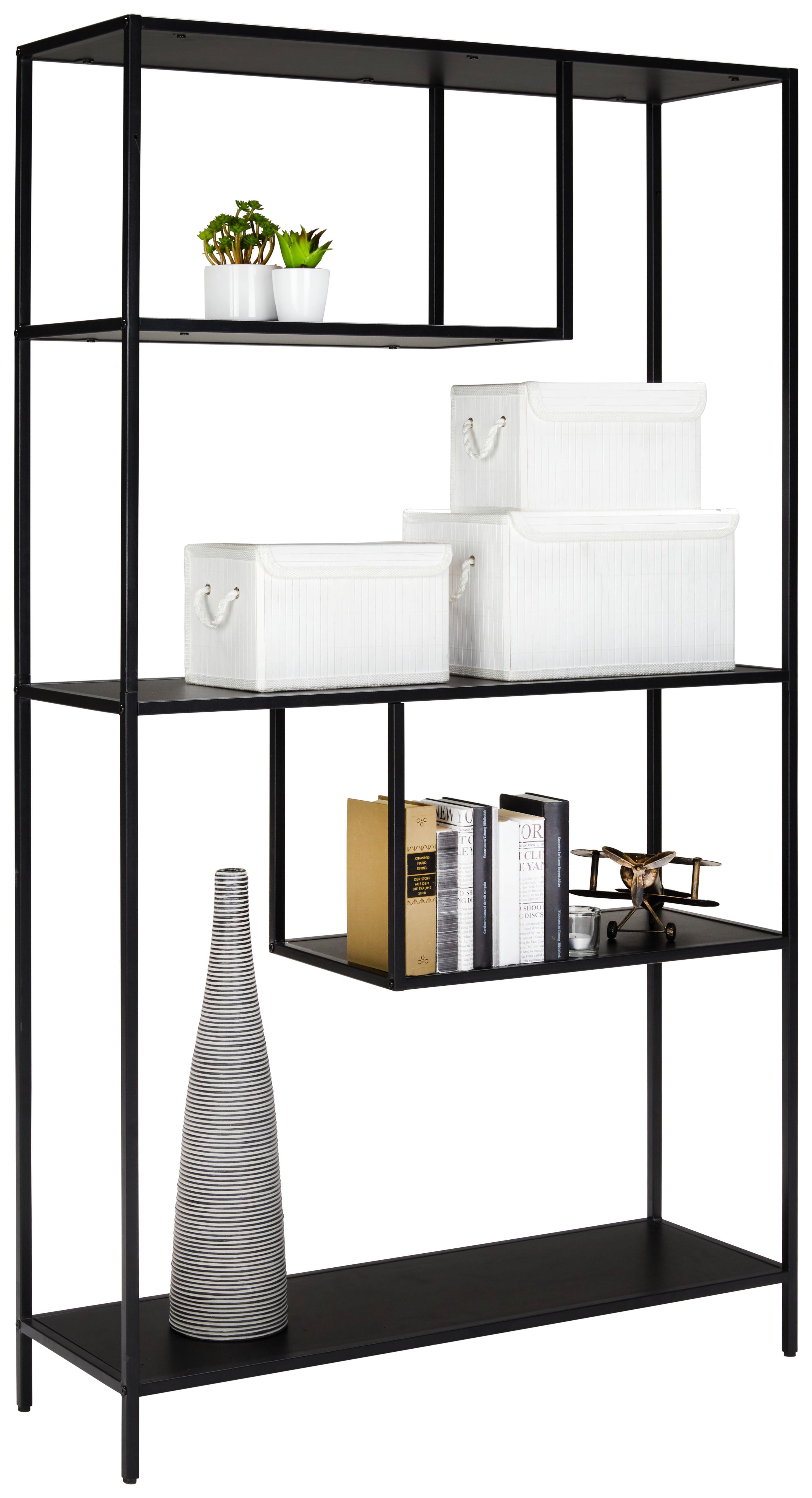 Etajeră GABE - negru, Modern, metal/material pe bază de lemn (100/178/33cm) - Modern Living