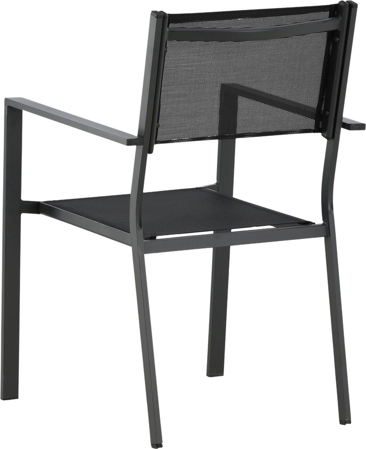 Stapelsessel-Set Copacabana Schwarz Aluminium 2er-Set - Schwarz, KONVENTIONELL, Textil/Metall (56.5/88/61cm) - Gardenson