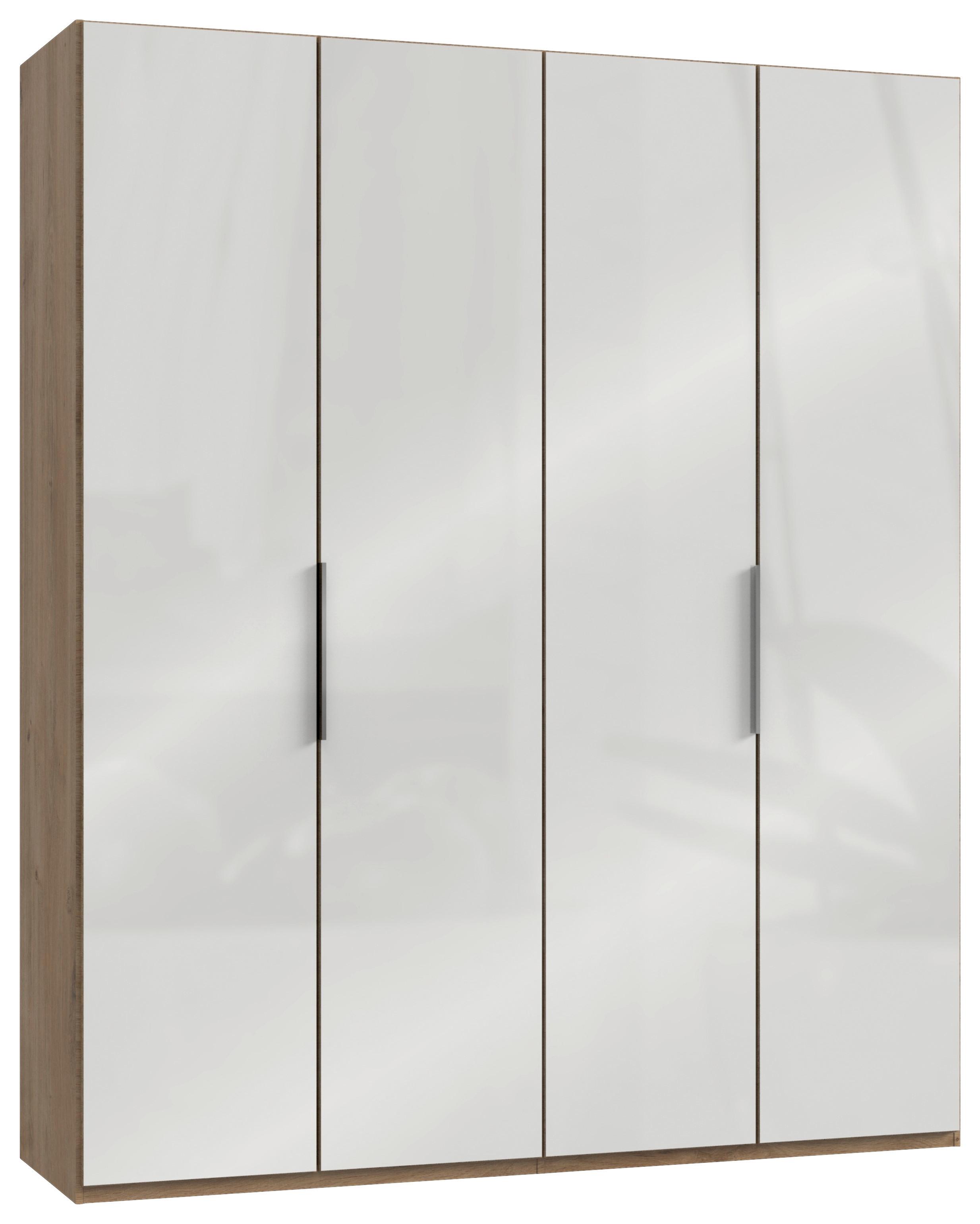 Drehtürenschrank Level 36D ca. 200x236x58 cm Weiß - Chromfarben/Weiß Hochglanz, MODERN, Holzwerkstoff/Metall (200/236/58cm) - MID.YOU