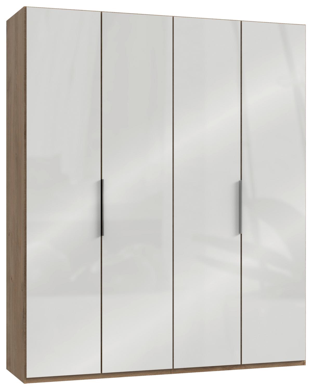 Drehtürenschrank Level 36D ca. 200x236x58 cm Weiß - Chromfarben/Weiß Hochglanz, MODERN, Holzwerkstoff/Metall (200/236/58cm) - MID.YOU