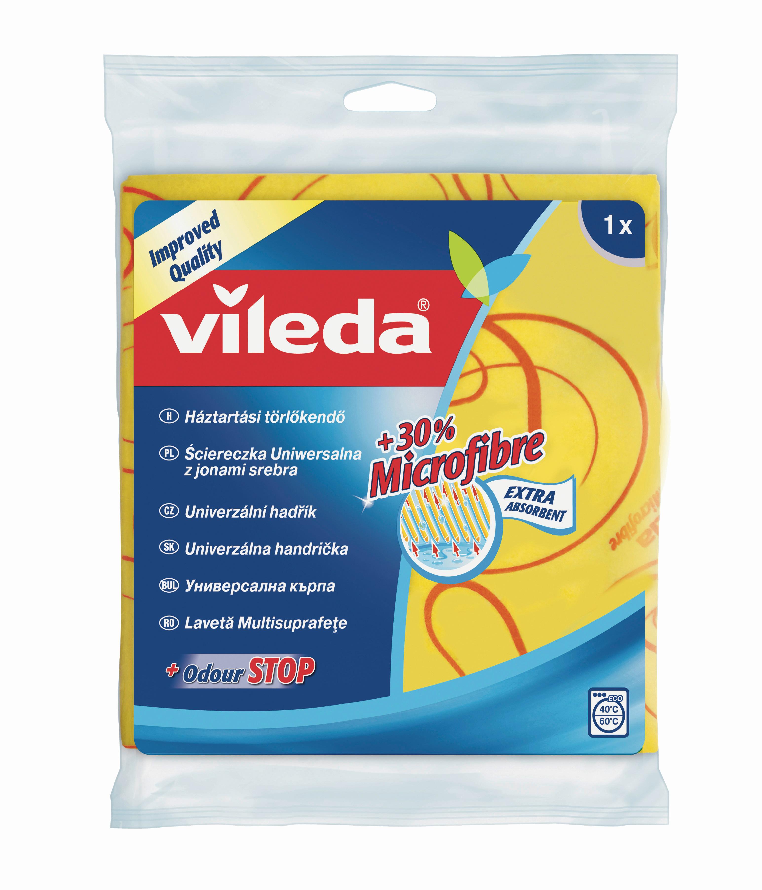 Törlőkendő F1029h - sárga, Konventionell, textil - Vileda