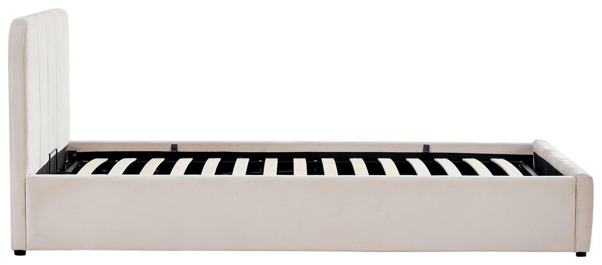 ŁÓŻKO TAPICEROWANE GISELLA - beżowy/kolor naturalny, Design, tworzywo sztuczne/drewno (90/200cm) - Boxxx
