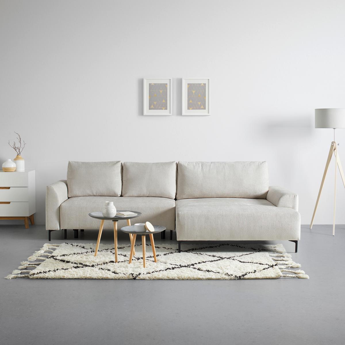 Ecksofa Integra Beige - Beige/Schwarz, Textil/Metall (294/81-93/170cm) - Mömax