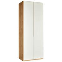 Drehtürenschrank in Weissglas - Weiss/Eichefarben, Konventionell, Holzwerkstoff/Metall (90/236/58cm) - Premium Living