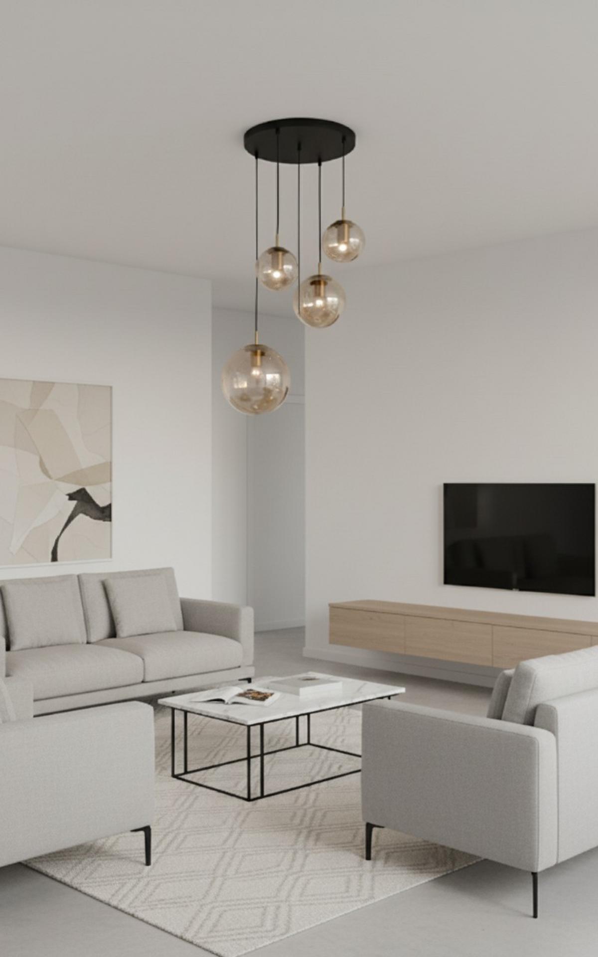 LAMPA WISZĄCA PEARL - kolor bursztynowy, Trend, metal/szkło (62/135cm) - Novel