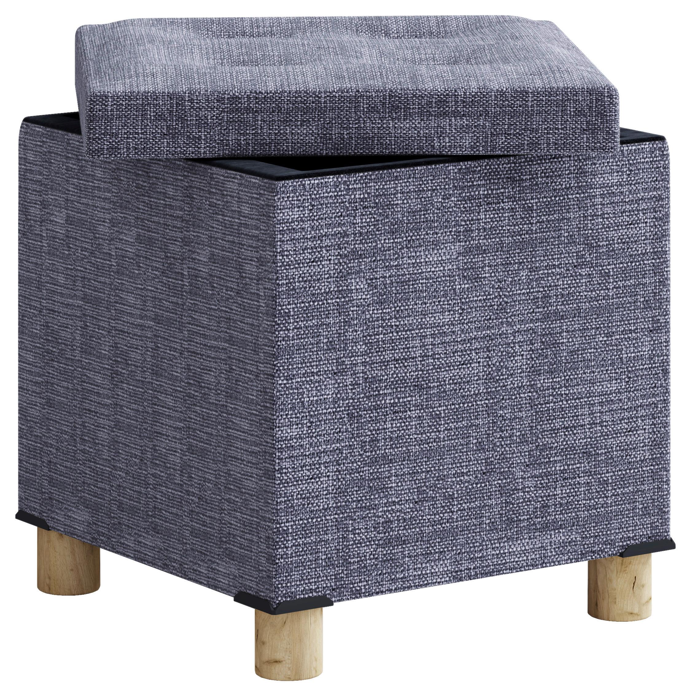 Sitzbox Sizos M Hellgrau mit Staurraum - Hellgrau/Braun, MODERN, Holzwerkstoff/Textil (38/40/38cm) - MID.YOU