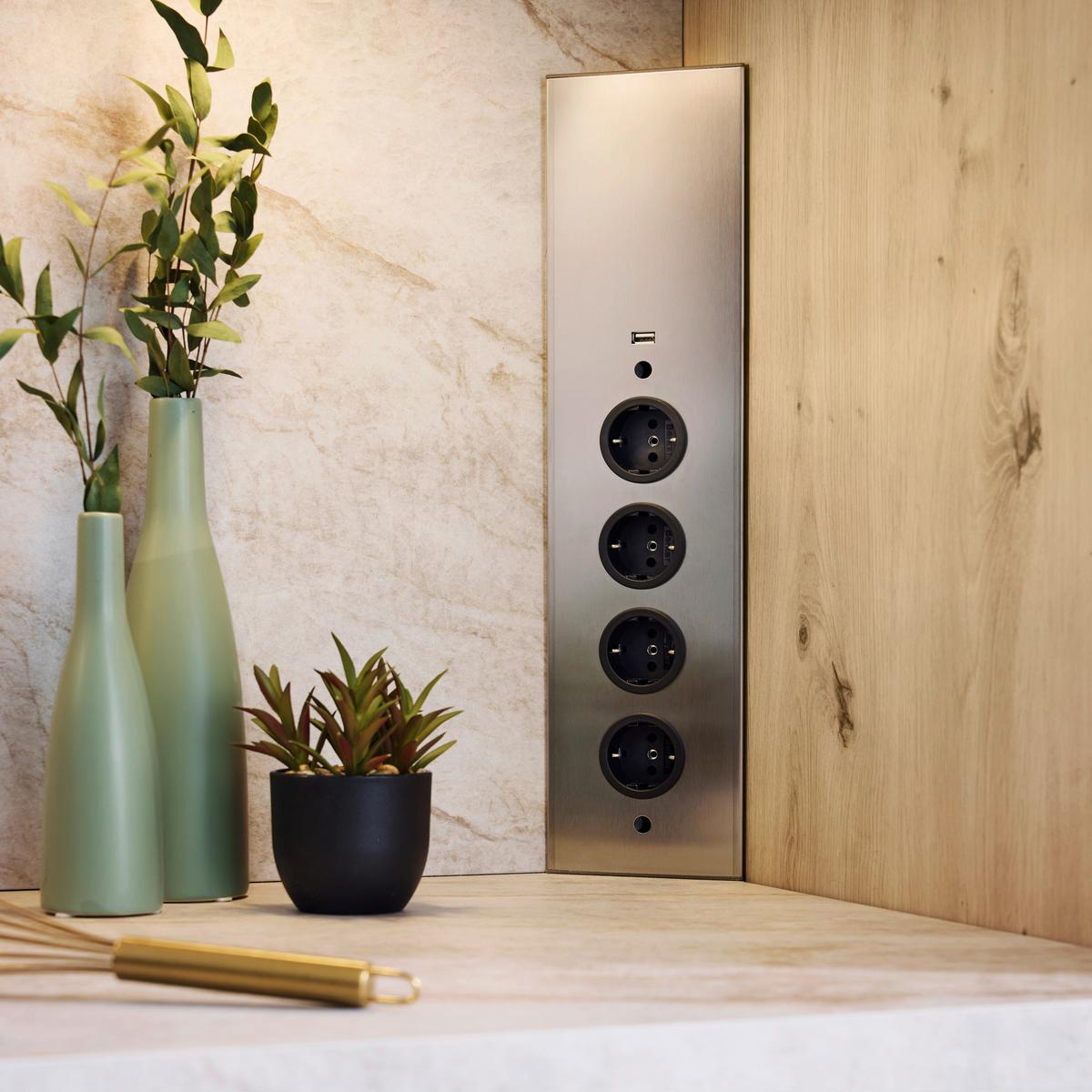 Küchenblock IP1200 o. Geräte Weiß/Eiche - Eichefarben/Schwarz, MODERN, Holzwerkstoff/Metall (310cm) - Impuls