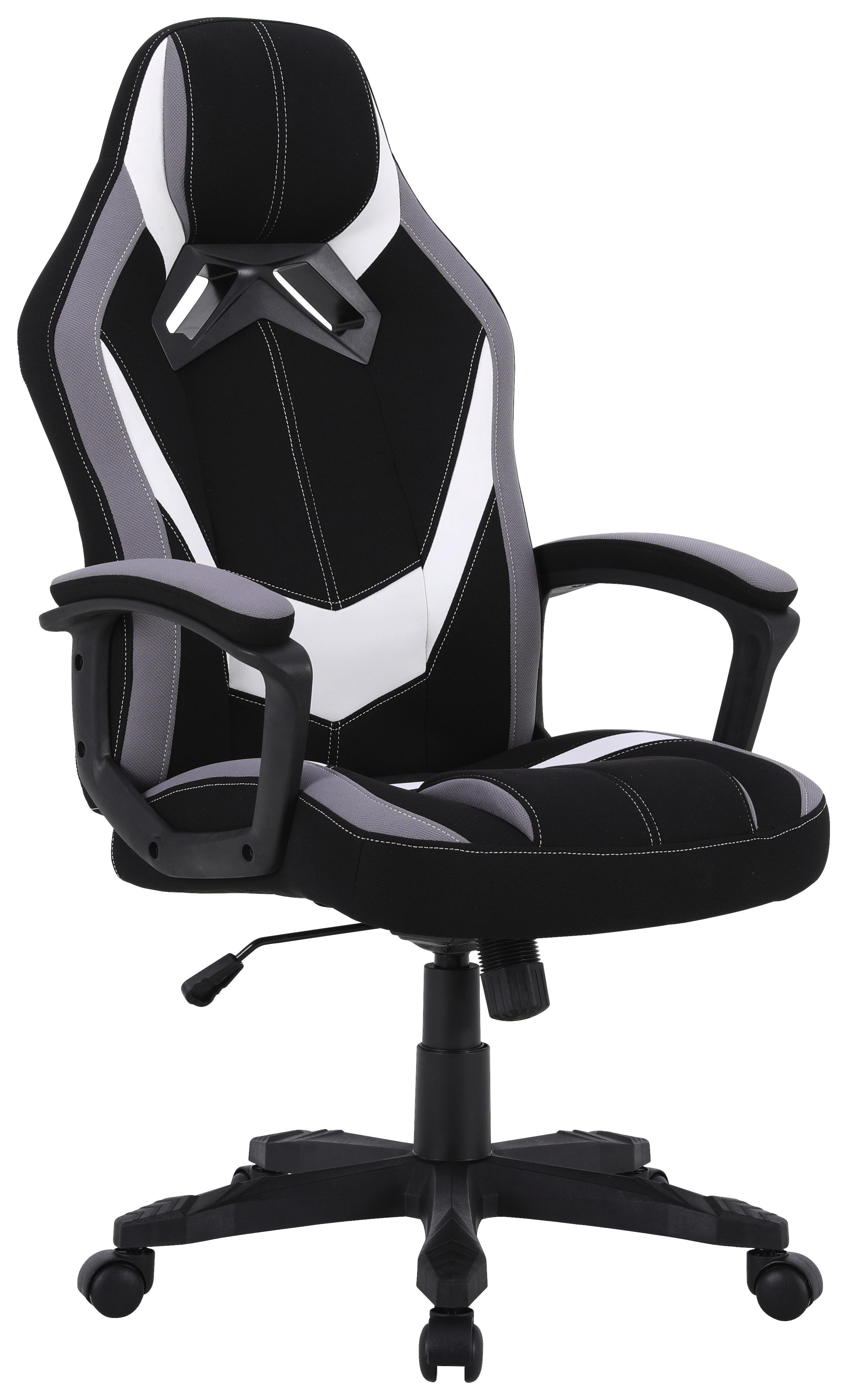 Drehstuhl in Schwarz/Weiß - Schwarz/Weiß, MODERN, Kunststoff/Textil (64,5/112-122/69cm) - Modern Living