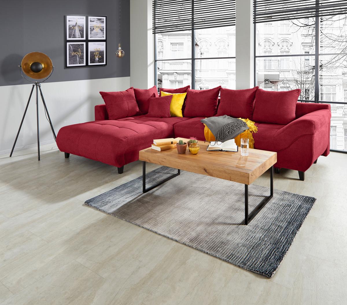Kutna Garnitura Mendoza - crvena/crna, Design, tekstil/drvo (197/309cm) - Modern Living