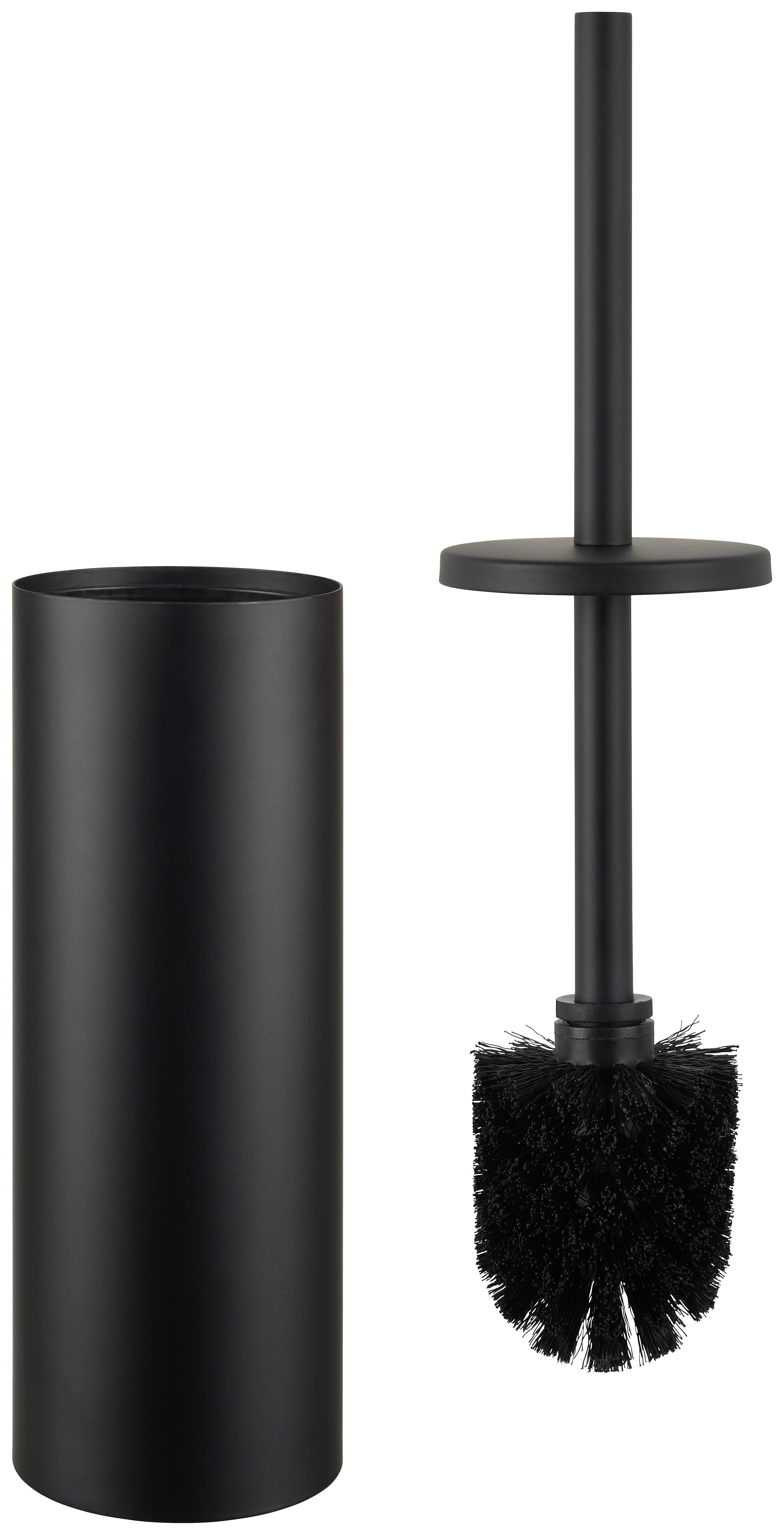 Wc-bürstengarnitur Aus Metall In Schwarz - Schwarz, Modern, Metall (9/39/12,5cm) - Mömax