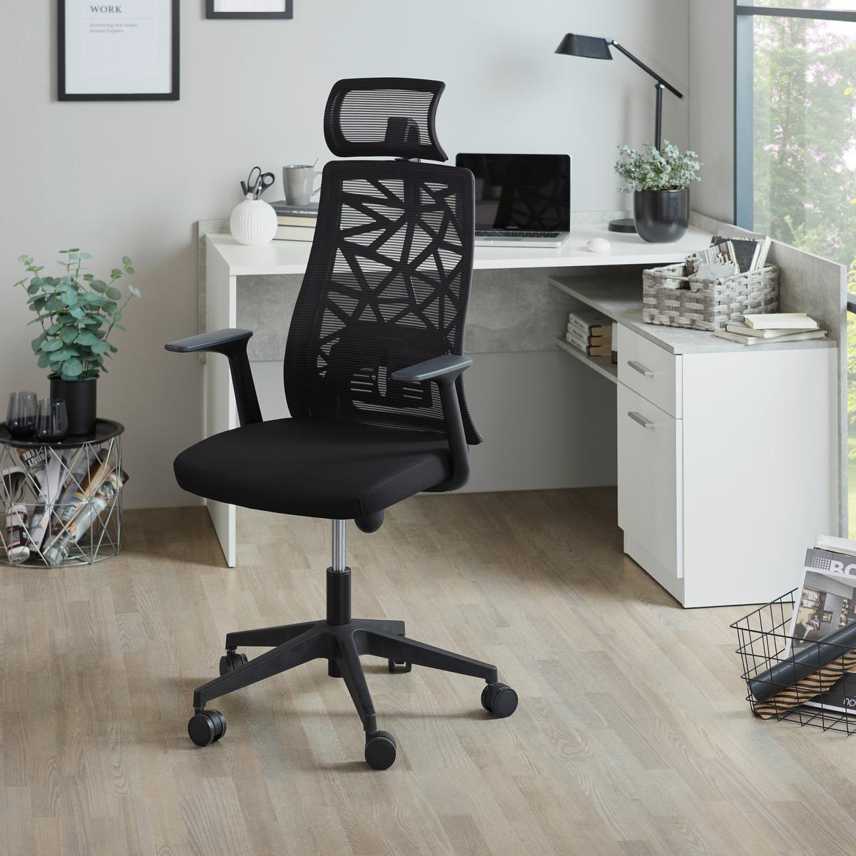 Pisarniški Stol Demo 1 - črna, Moderno, umetna masa/tekstil (64/120-140/60cm) - Mömax