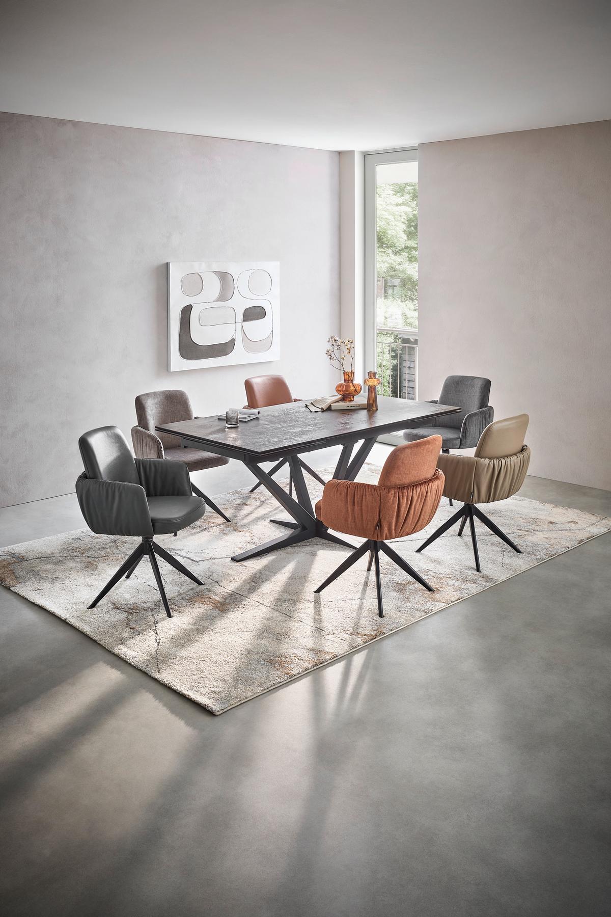 KRZESŁO Z PODŁOKIETNIKAMI ELOISE MOOVE -EXKLUSIV- - czarny/szary, Design, metal/tkanina (59/85/62cm) - Moderano