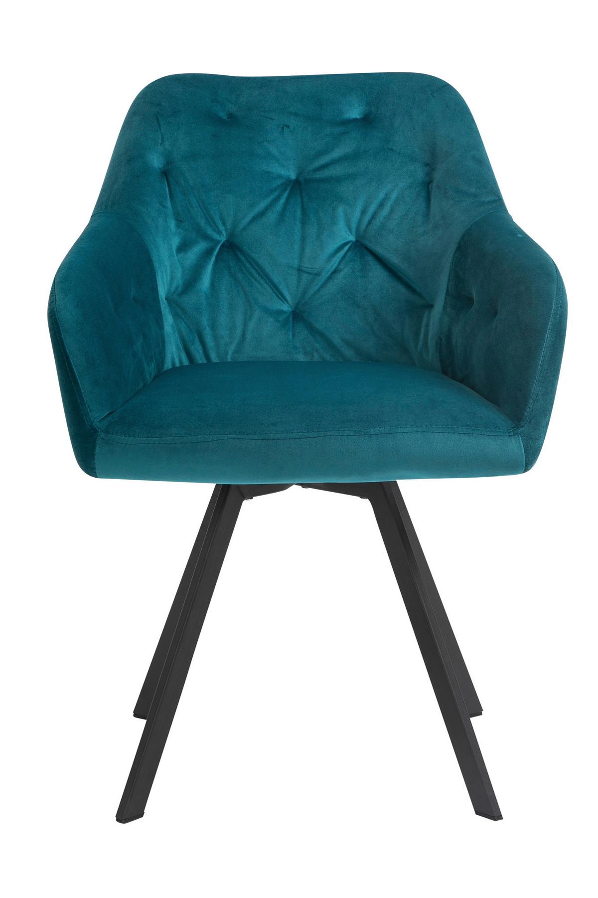 Naslanjač Samt, Turkizna, Vrtljiv - turkizna/črna, Moderno, kovina/tekstil (61/85/62cm) - Livetastic