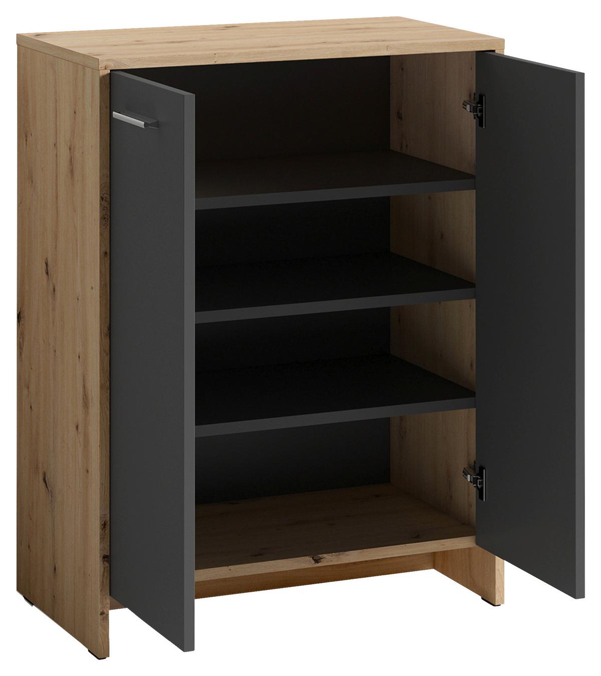 Schuhschrank Ben B: 63cm Anthrazit - Anthrazit/Eiche Artisan, MODERN, Holzwerkstoff/Kunststoff (63/83/35cm) - MID.YOU