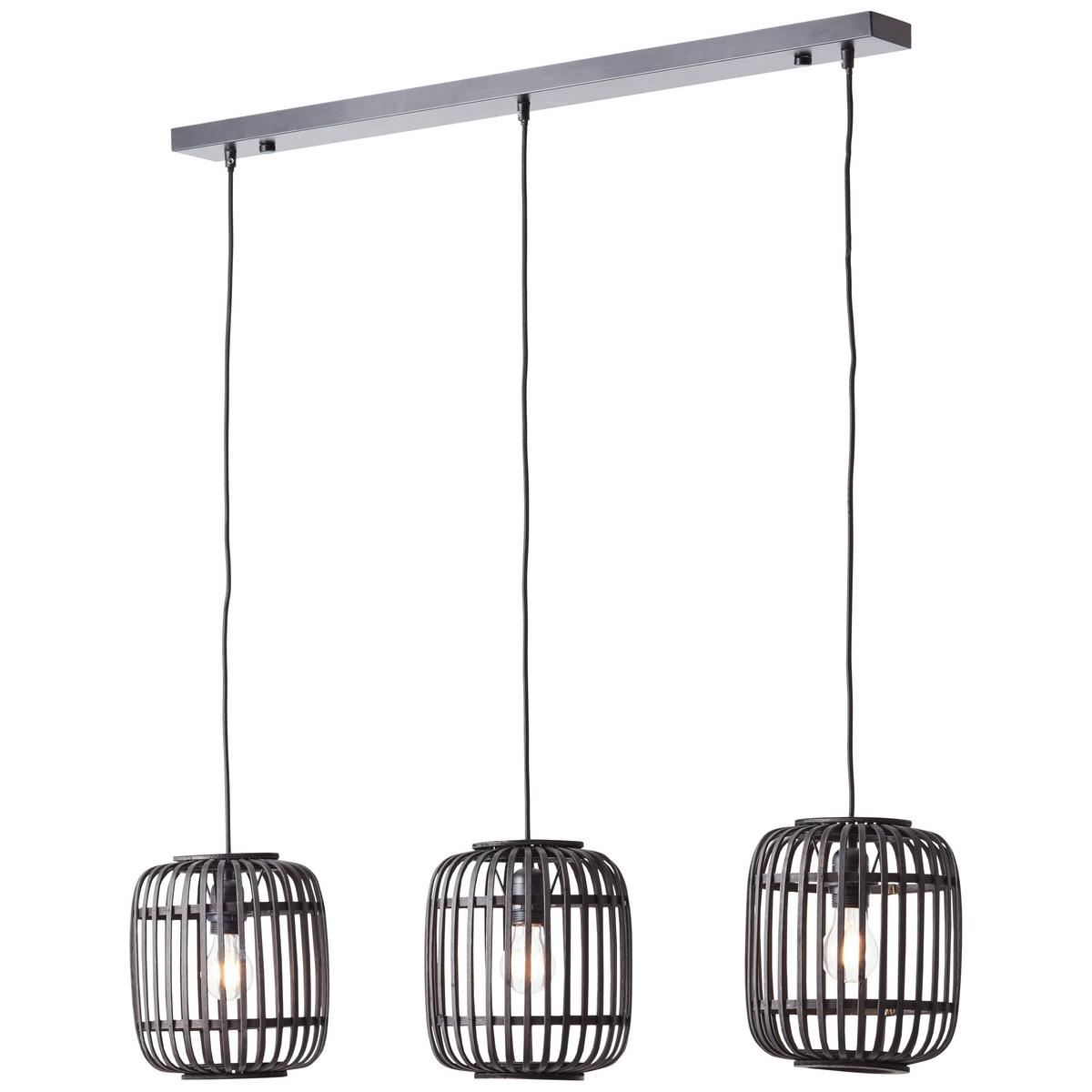 Hängeleuchte Woodrow Dunkelbraun max. 60 Watt - Dunkelbraun/Schwarz, Design, Holz/Metall (105/125/21,5cm) - Brilliant